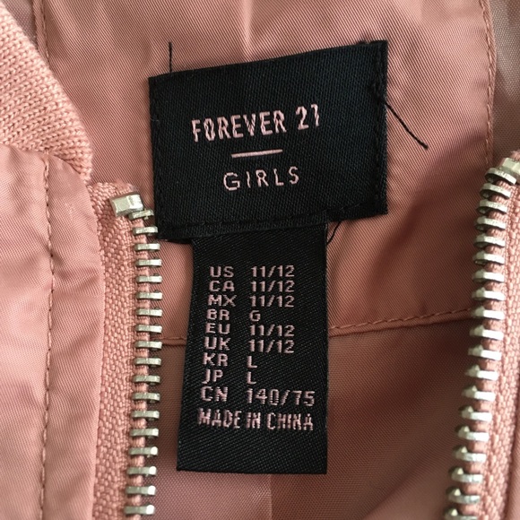 Forever 21 Girls Pink w/ Patches Bomber Jacket - Picture 2 of 2